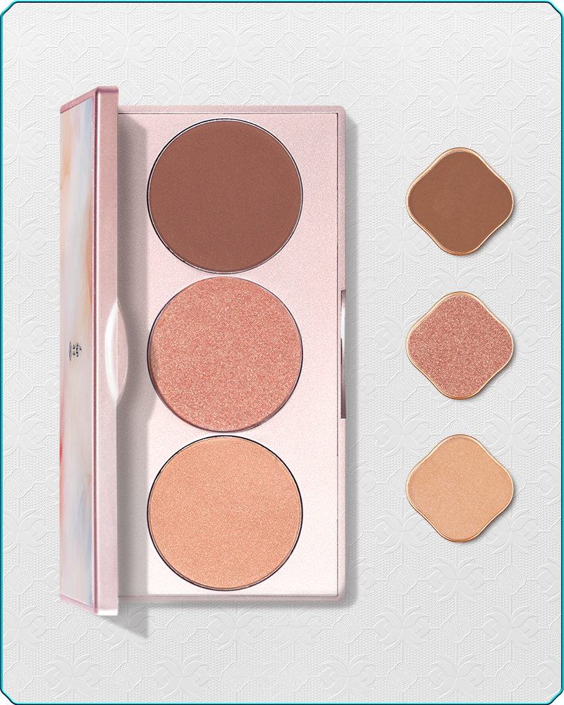 Florasis-Peony Sculpting Contour Palette-02 Sunset - Highlighter + Bronzer-sku