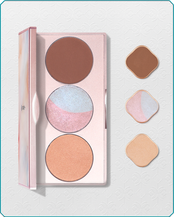 Florasis-Peony Sculpting Contour Palette-01 Rainbow - Highlighter + Bronzer-sku